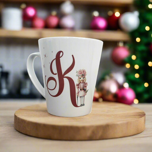 Dark Pink Initial Nutcracker Mini Latte Mug