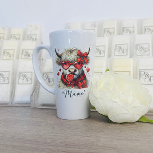 New Latte Ceramic Valentines Highland Cow Mug 17oz inc Box