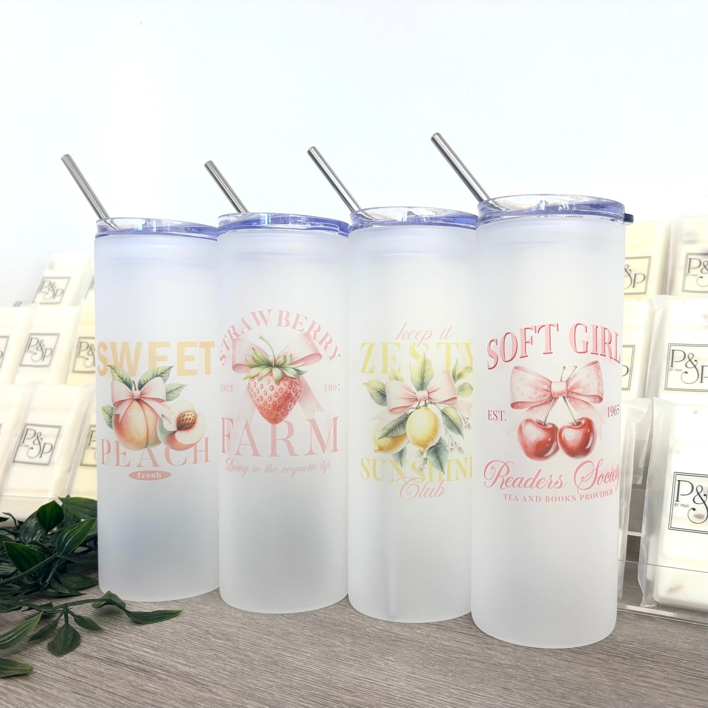 Frosted Tall Glass Tumbler Vintage 25oz Tumble