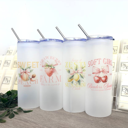 Frosted Tall Glass Tumbler Vintage 25oz Tumble