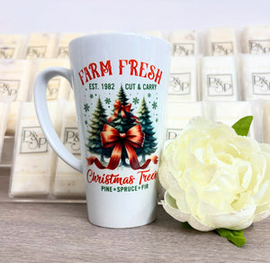 New Latte Ceramic Mug 17oz inc Box Farm Fresh Christmas Trees