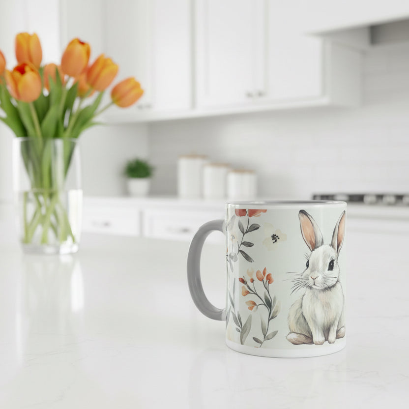 Bunny Grey Handle Mug
