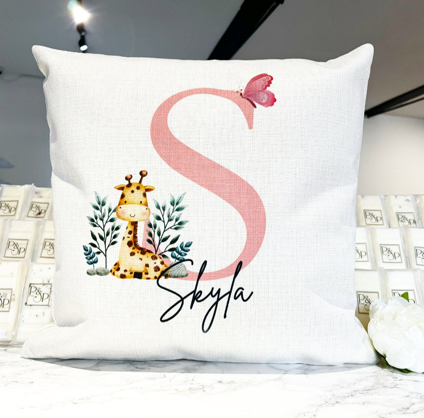 Pink Initial with Giraffe Design  (Various Products)