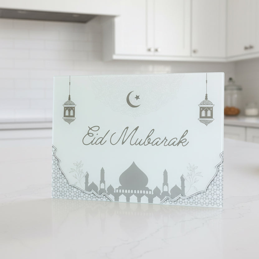 Eid Mubarak Sage Green Chopping Board A3