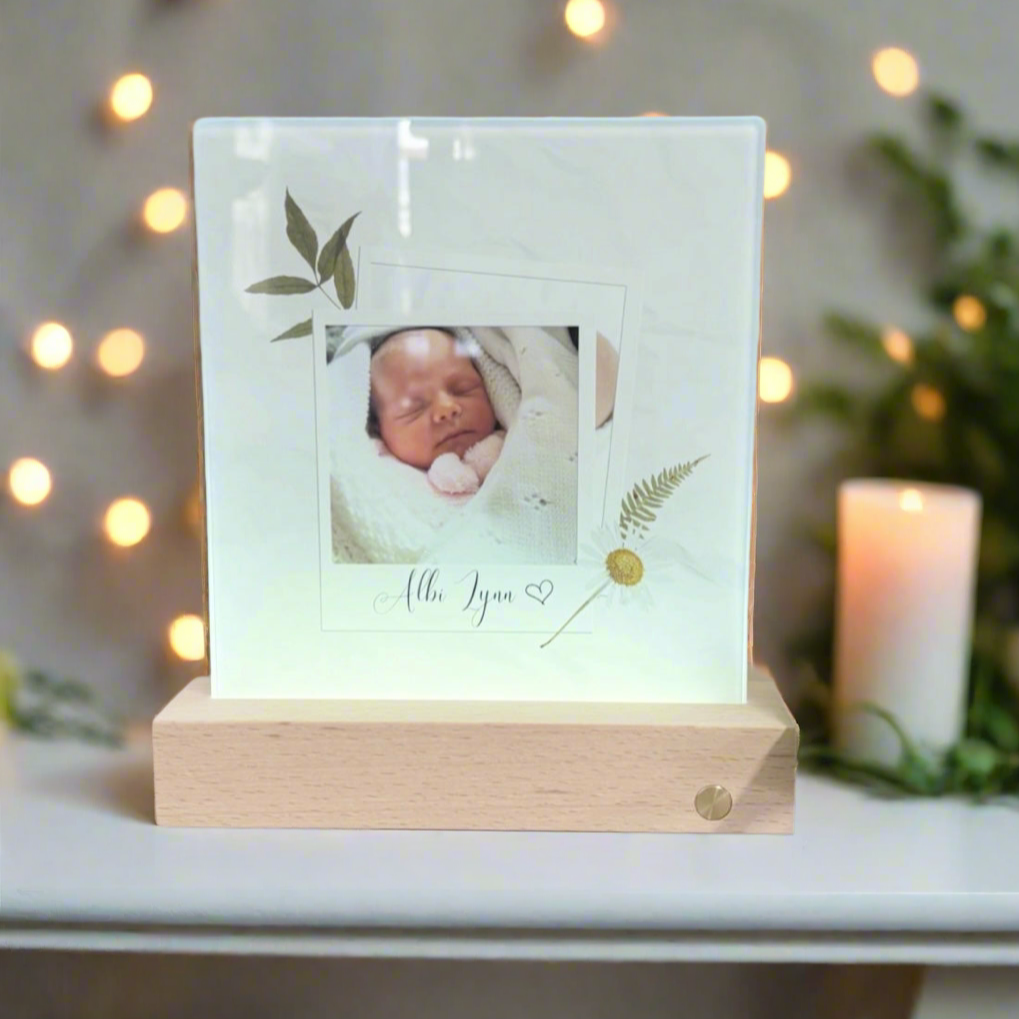 Glass Polaroid Photo And Text Design