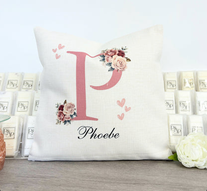Pink Initial with Flowers Design (Various Products)