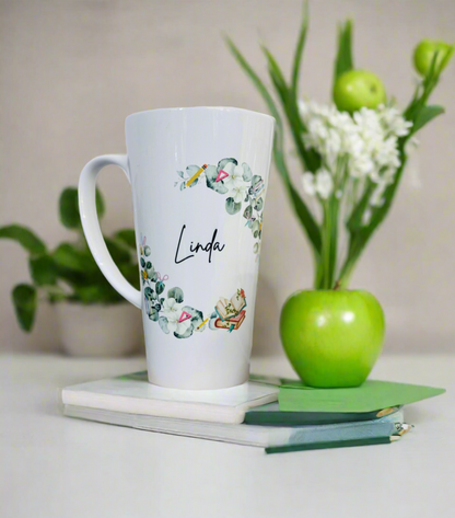 New Latte Teacher Wreath Ceramic Mug 17oz inc box