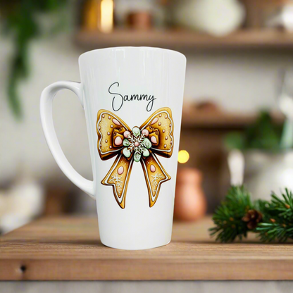 Gingerbread Bow Latte Ceramic Mug 17oz inc Box