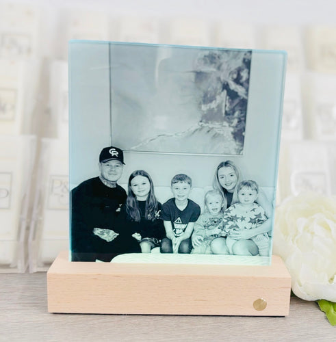 Glass Photo Pannel with LED light Base 17x15cm