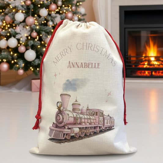 Pink Train Santa Sack