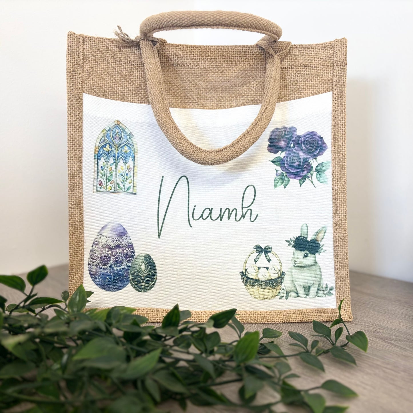 Easter Roses and Rabbit Design Tote Bag
