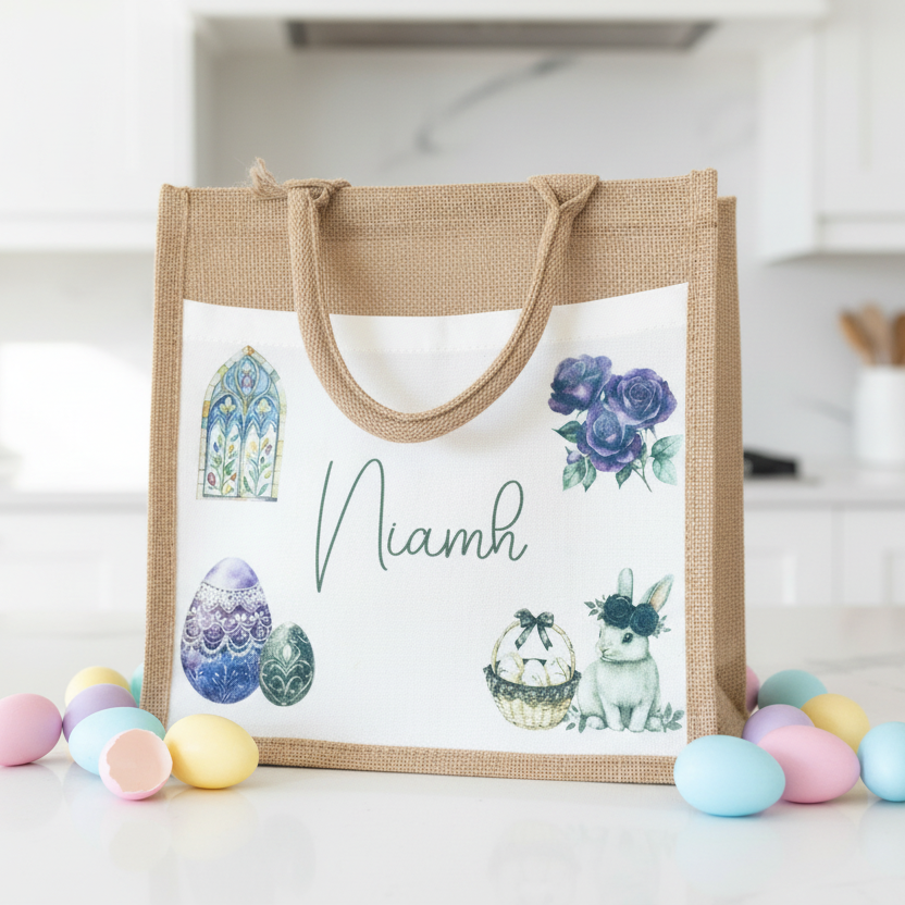 Easter Roses and Rabbit Design Tote Bag