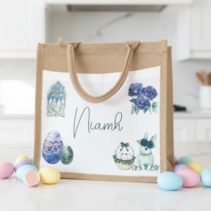 Easter Roses and Rabbit Design Tote Bag