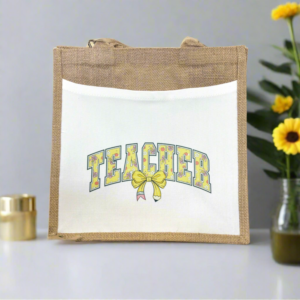 Teacher Yellow Bow Design Tote Bag