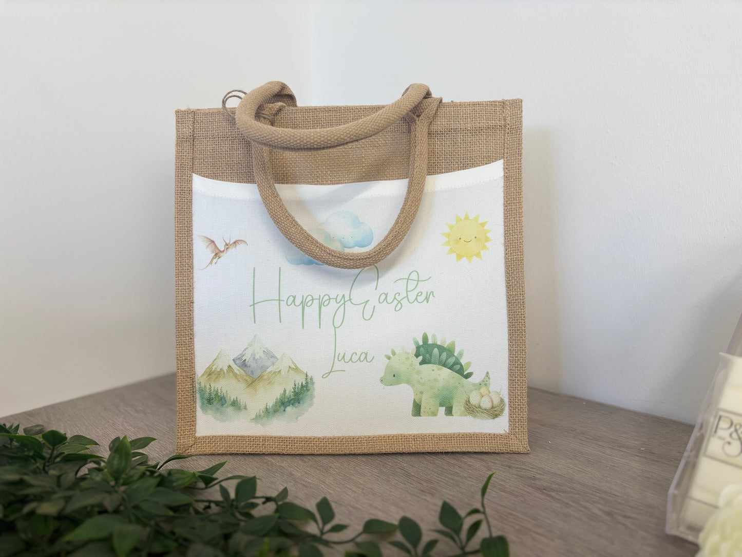 Happy Easter Dinosaur Design Tote Bag