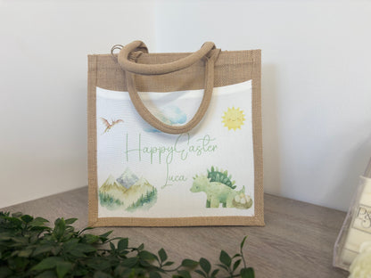 Happy Easter Dinosaur Design Tote Bag