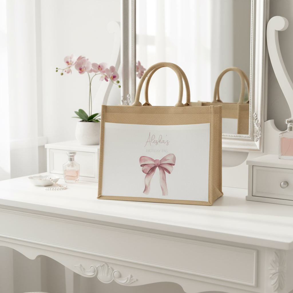 Birthday Pink Bow Tote Bag