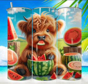 Highland Cow Tumbler 4 Watermelon