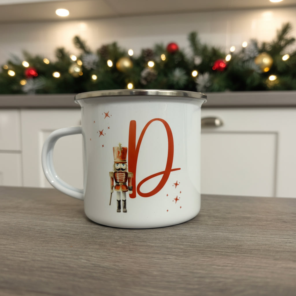 Metal Enamel Mug - Initial Nutcracker