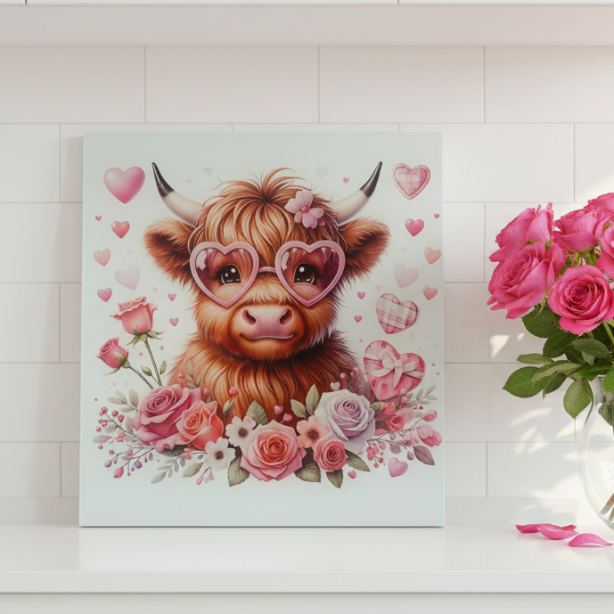 Highland Cow Valentines Chopping Board 30cm