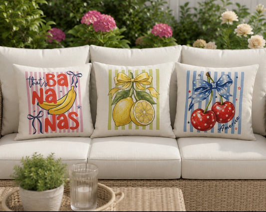 Trio Retro Fruit Cushions