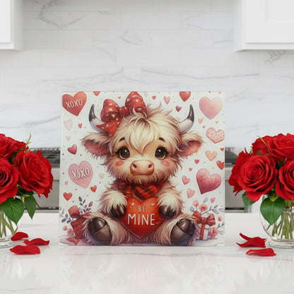 Highland Cow “Be Mine” Valentines Chopping Board 30cm