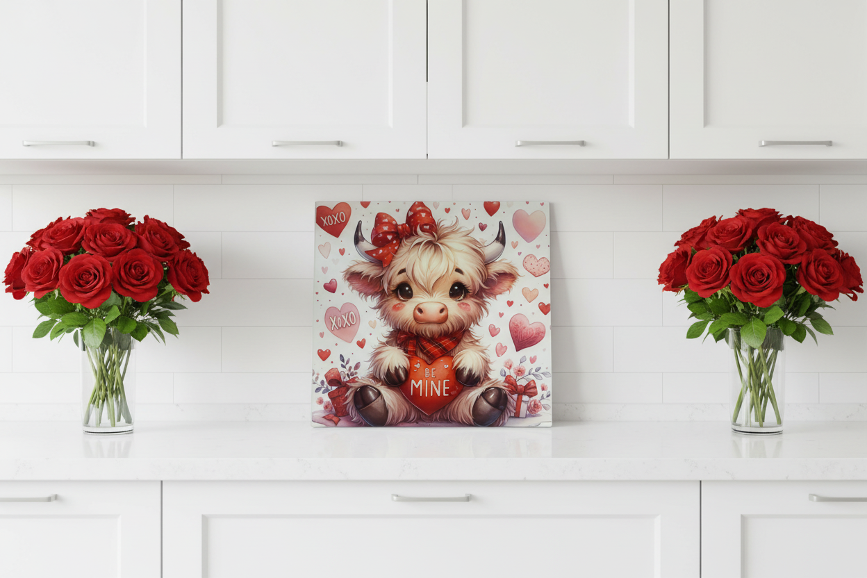 Highland Cow “Be Mine” Valentines Chopping Board 30cm