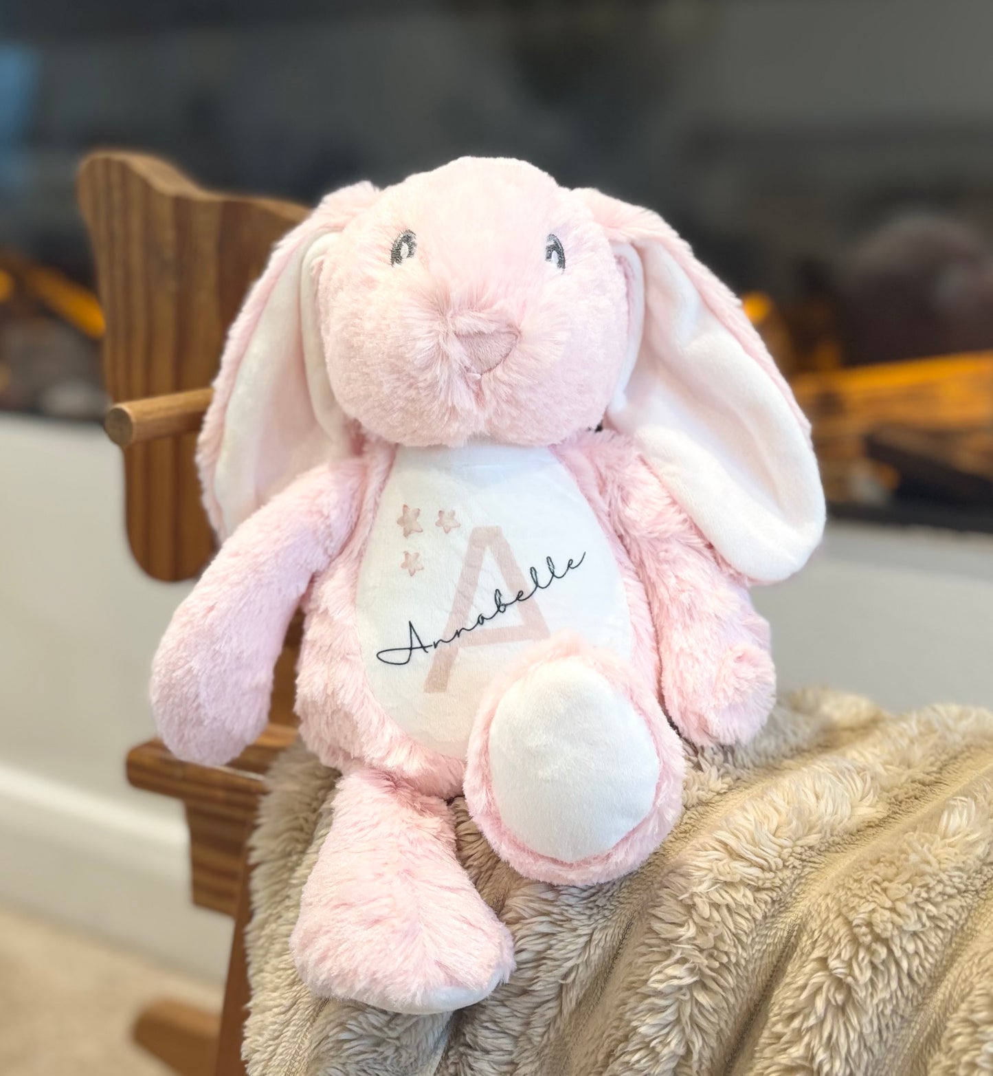 Pink Floppy Rabbit Plush with Initial & Name