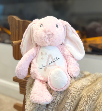 Pink Floppy Rabbit Plush with Initial & Name