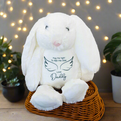 Floppy Rabbit Plush Teddy - Hug me tight and hold me close - Angel wing