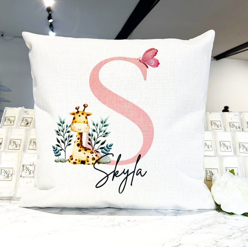 Pink Initial with Giraffe Design  (Various Products)