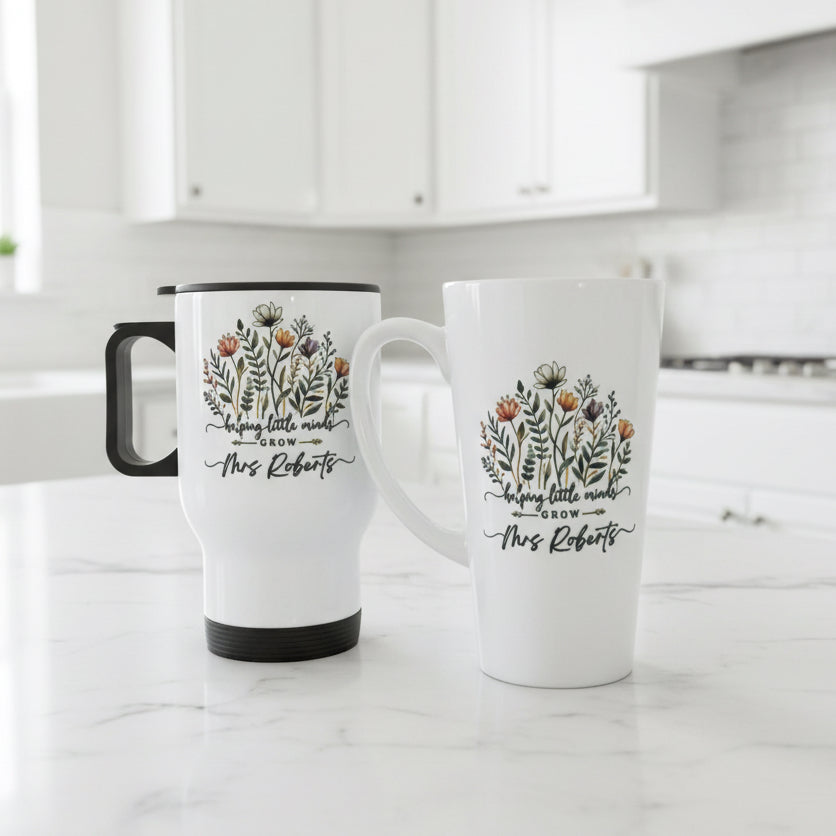 Teacher Wildflower Travel Mug 14oz and Mini Latte Bundle