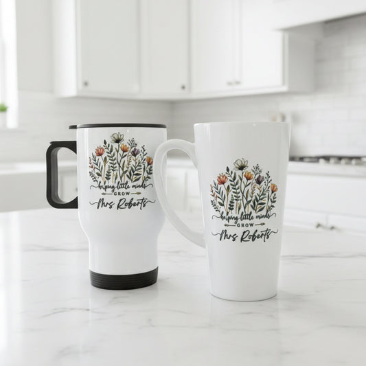 Teacher Wildflower Travel Mug 14oz and Mini Latte Bundle