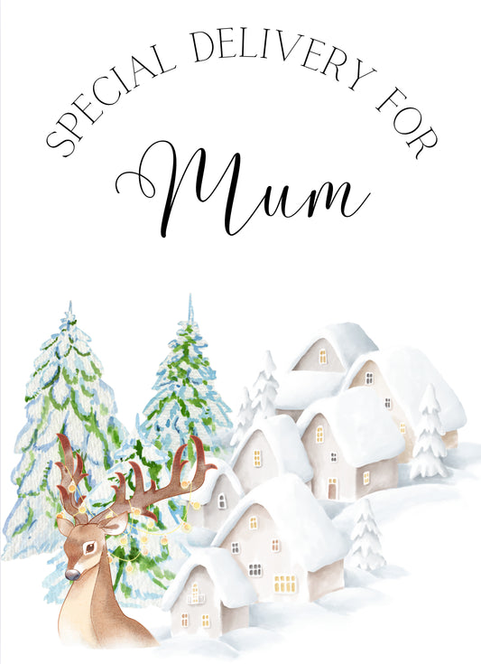 (TESTER) Santa Sack Lady Deer and Village