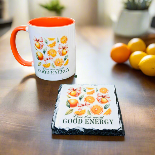 Good energy Orange Mug and Coaster Set