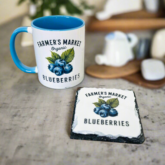 Vintage Blueberry Mug and Coaster Set