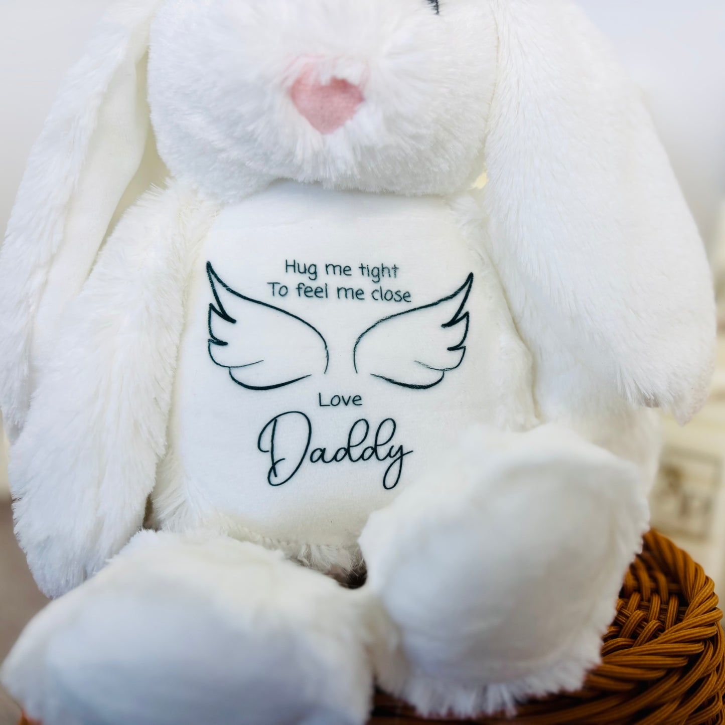 Floppy Rabbit Plush Teddy - Hug me tight and hold me close - Angel wing