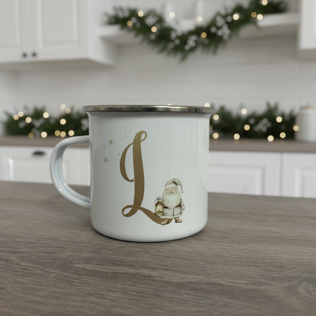 Metal Enamel Mug - Initial Santa
