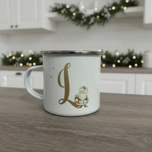 Metal Enamel Mug - Initial Santa
