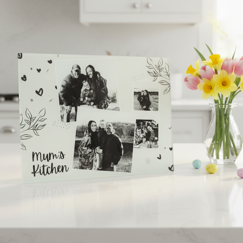 4 Photo Chopping Board Black and White Design