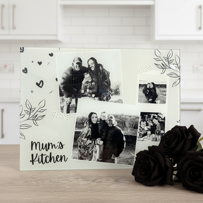 4 Photo Chopping Board Black and White Design