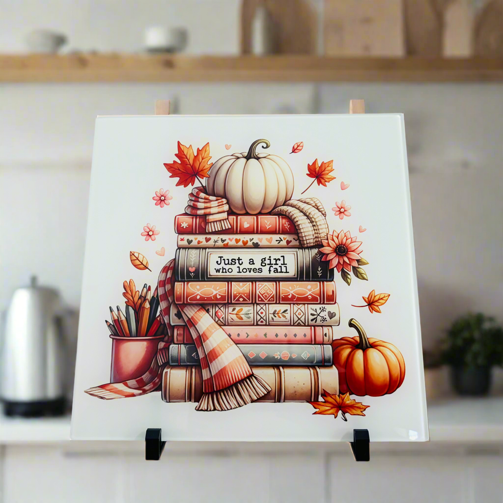 Autumnal Book Stack Chopping Board 30cm