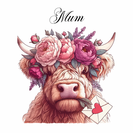 Highland Cow Valentines 1- Tester for Latte and 11oz Pink Mug