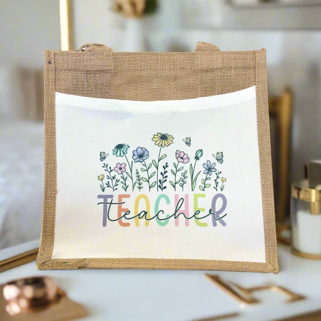 Teacher Floral Design Tote Bag