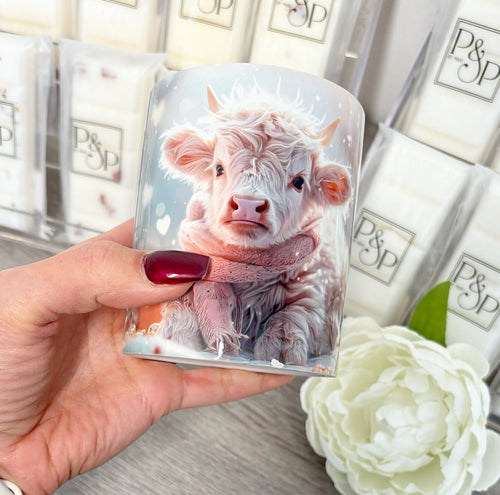 Baby Pink Christmas Highland Cow Mug