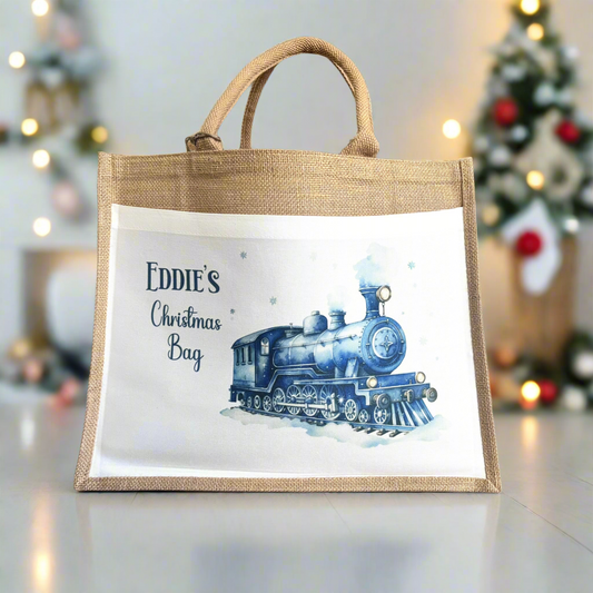 Christmas Eve Tote Bag - Blue Train