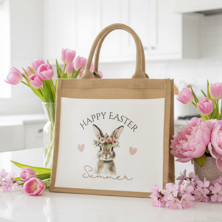 Floral Bunny Tote Bag