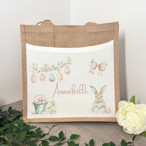 Easter White Brown Rabbit/Duck Design Tote Bag