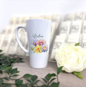 New Latte Ceramic Mug Flower 17oz inc Box