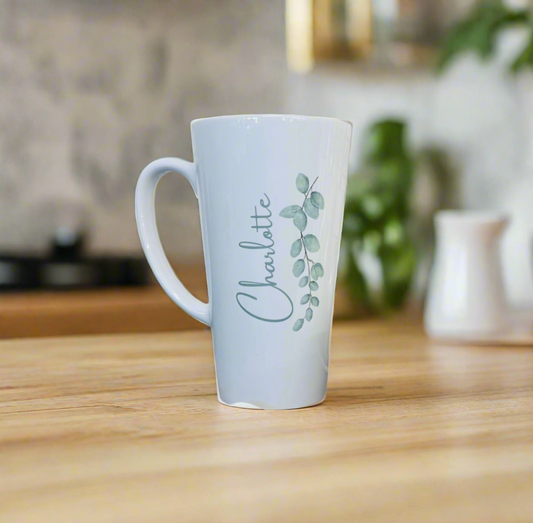 New Latte Ceramic Eucalyptus Mug 17oz inc Box